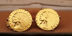Estate Vintage 2.5 Dollar and 1 Dollar Gold Coin Cufflinks - VHK#544D