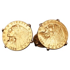 Estate Vintage 2.5 Dollar and 1 Dollar Gold Coin Cufflinks - VHK#544D