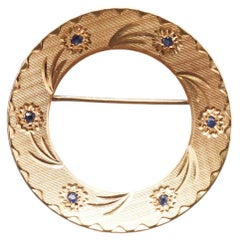 Spilla Cartier in oro giallo 14 carati con motivo floreale in zaffiro - VHK#532A