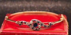 Title: Estate Edwardian 14K Yellow Gold Sapphire and Diamond Bangle - VHK#499B