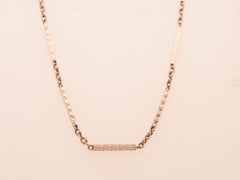 Estate Art Deco 14K White Gold Alternating Link Chain with Engraving - VHK#939A