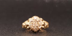 Bague édouardienne en or jaune 14 carats avec un groupe de diamants « Old Mine » - VHK#819A