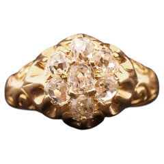 Bague édouardienne en or jaune 14 carats avec un groupe de diamants « Old Mine » - VHK#819A