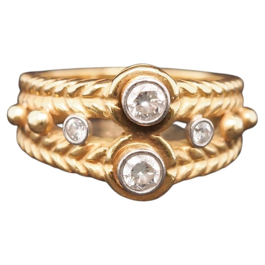Alliance Estate en or jaune 18 carats, gravée de diamants - VHK#45A en vente