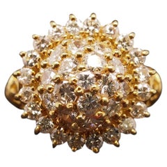 Estate 14K Yellow Gold Diamond Cluster Bombe Ring - VHK#915A