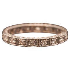 Estate Art Deco Platinum Eternity Band with Engraving - VHK#1014