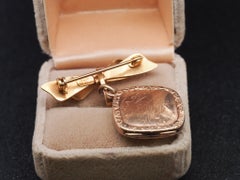 Circa 1899 10k Rose Gold Engraved Locket Pin - VHK#18