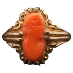 Art Deco 14K Yellow Gold Cameo Cocktail Ring - VHK#17