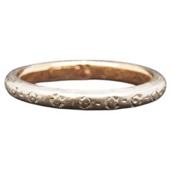 Circa 1902 Platinum & Gold Engraved Edwardian Wedding Band - VHK#26