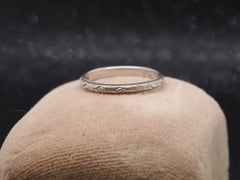 Platinum Circa 1928 Engraved Art Deco Wedding Band - VHK#33