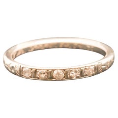 Circa 1931 14K White Gold Art Deco Diamond Wedding Band - VHK#34
