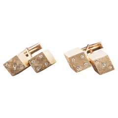 14K Yellow Gold and Diamond Dice Cufflinks - VHK#29
