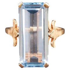 Vintage 14K Yellow Gold Classic Aquamarine Ring - VHK#31