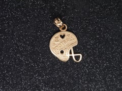 14K Yellow Gold Football Helmet and Ball Pendant - VHK#46