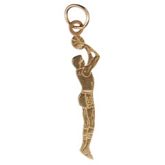 14K Yellow Gold Basketball Free Throw Pendant - VHK#41