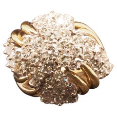 Estate 18K Yellow Gold Diamond Cluster Swirl Ring - VHK#1039