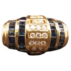 Estate 18K Yellow Gold Sapphire and Diamond Ring - VHK#1046