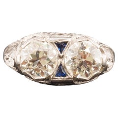 Anillo Art Déco de platino con un diamante de 2,25 ct de talla europea antigua - VHK#658a