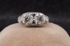 Anillo Art Déco de platino con un diamante de 2,25 ct de talla europea antigua - VHK#658a