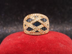 Anillo «Crossover» de Estate Levian en oro amarillo de 18 quilates con zafiros y diamantes - VHK#293a
