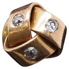 1920s 14K Rose Gold & Old Miner Diamond Pin / Tie Tack - VHK#57