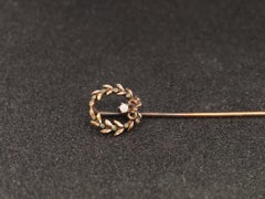 1920s 14K Yellow Gold Diamond & Wreath Design Stick Pin - VHK#63