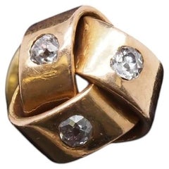 1920s 14K Rose Gold & Old Miner Diamond Pin / Tie Tack - VHK#57