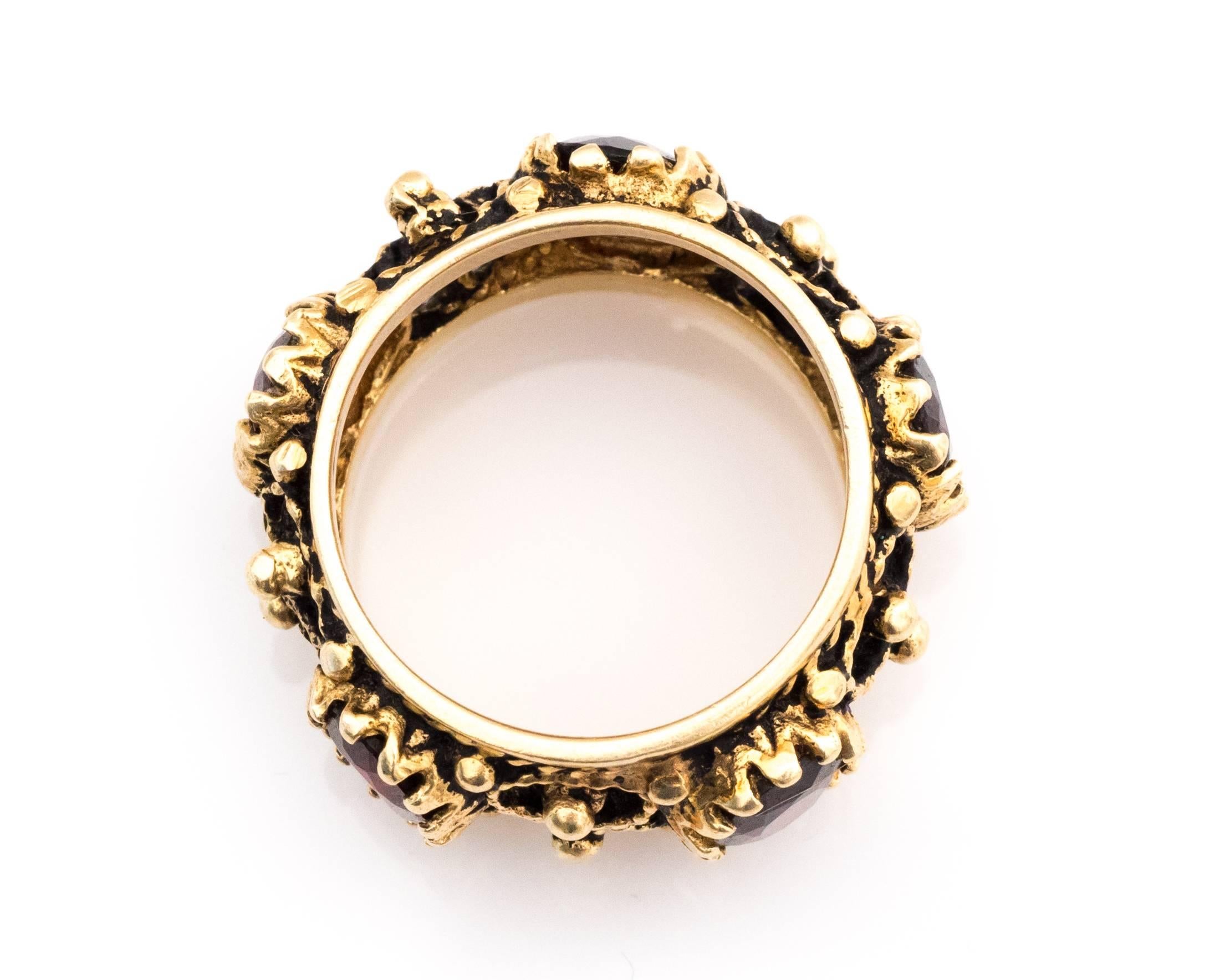 Oval Cut 1940s Garnet Cigar Ring Band