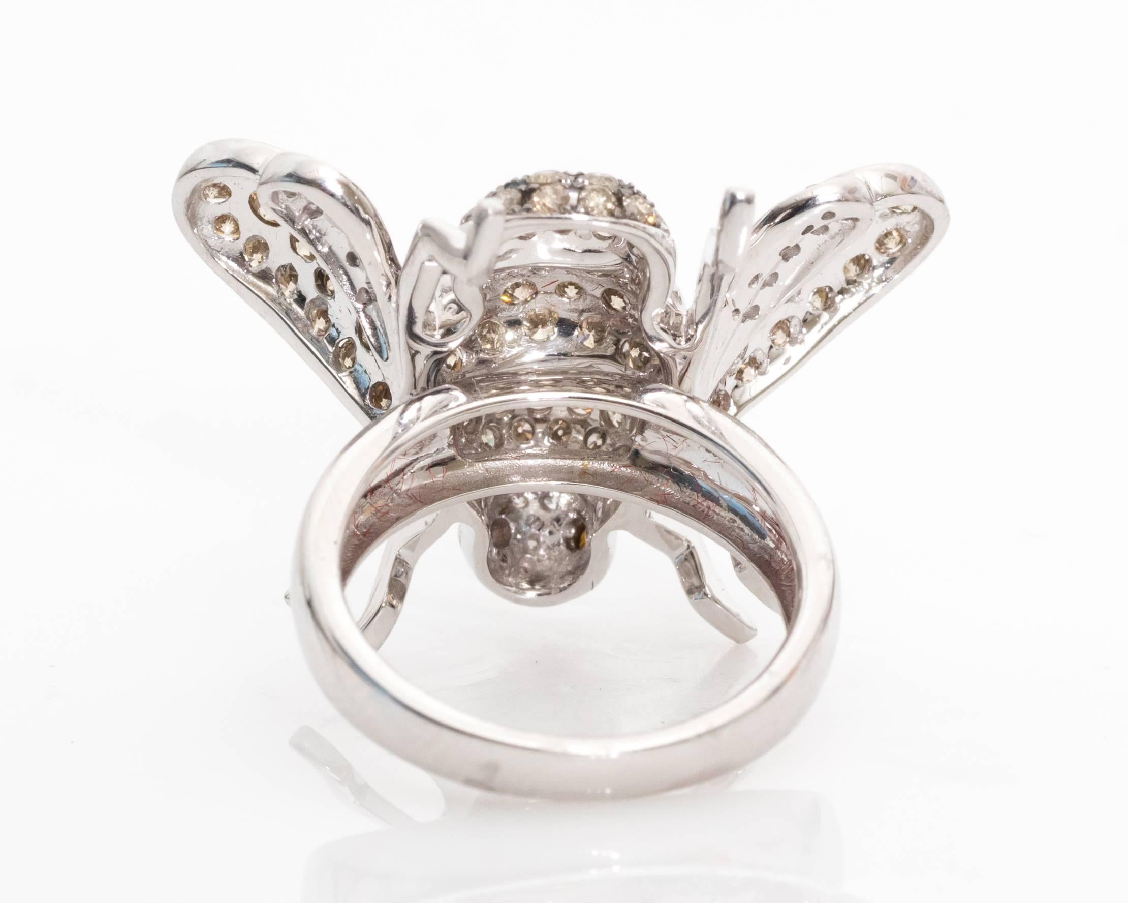 Women's Ornate Bee Diamond Cocktail Ring
