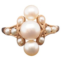 Vintage Pearl 10k Rose Gold Ring - VHK#160