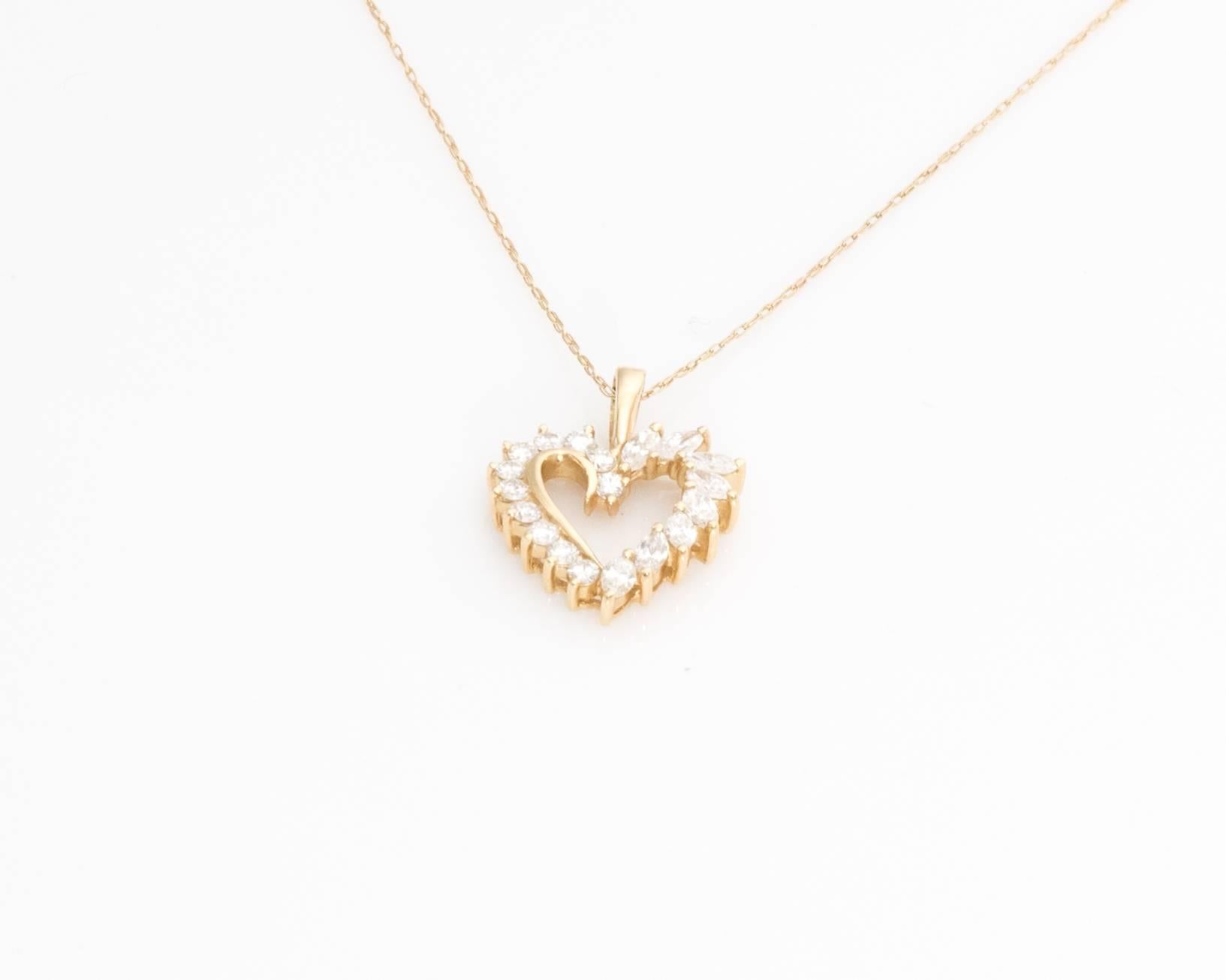 gold heart necklace with diamonds