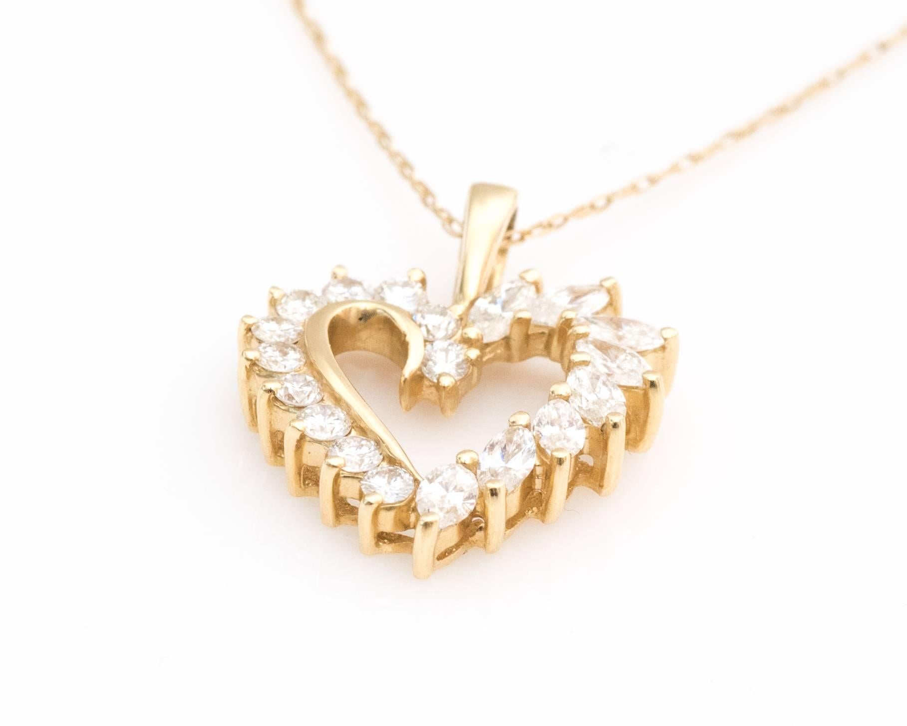 14 karat gold heart necklace