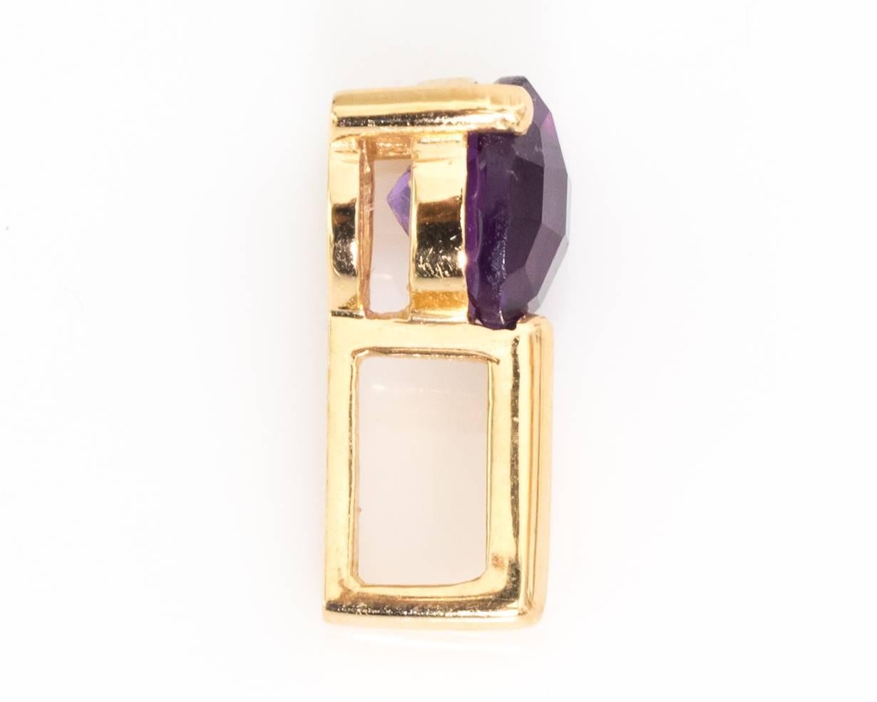1950s Amethyst Pendant Crafted in 14 Karat Gold 1