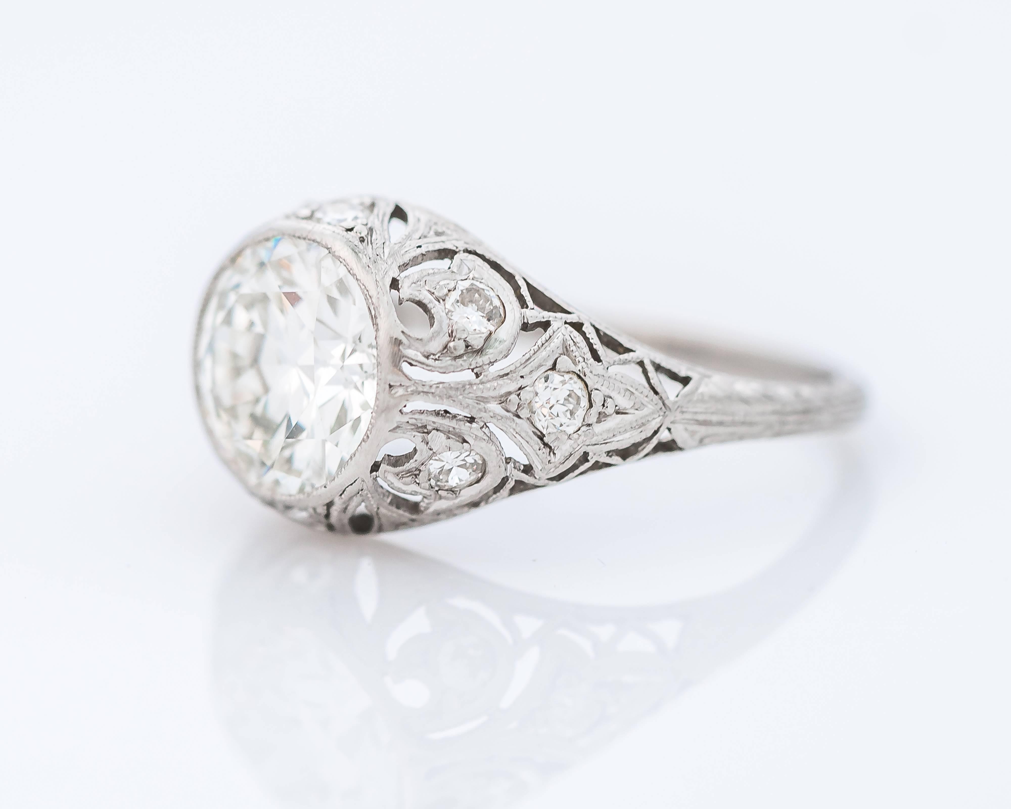 Old European Cut GIA Certified 2.85 Carat Old European cut Diamond, Platinum Engagement Ring