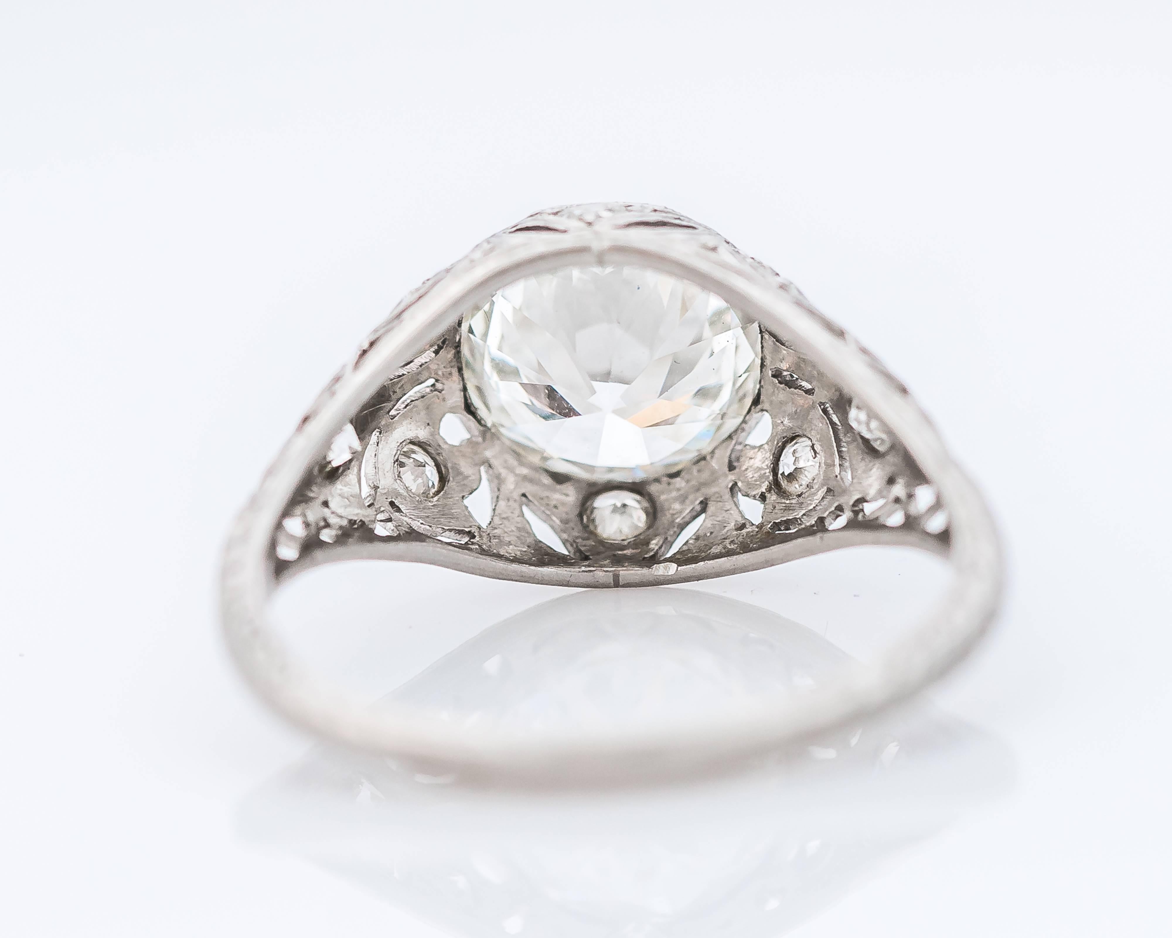 Art Deco GIA Certified 2.85 Carat Old European cut Diamond, Platinum Engagement Ring