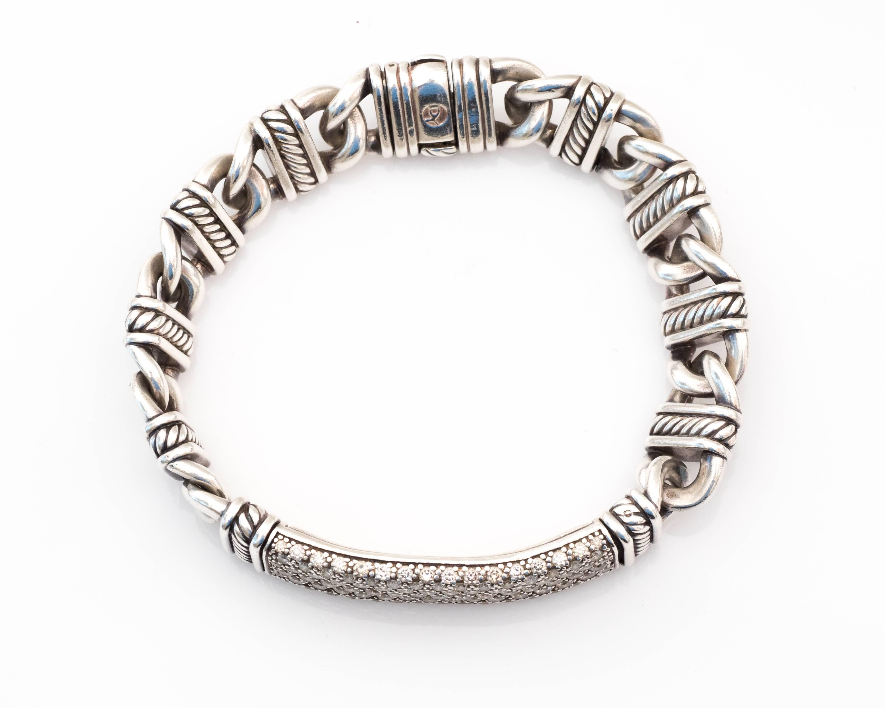 Women's or Men's 1990s David Yurman Diamond Bracelet