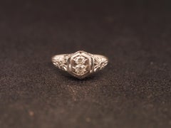 Estate Art Deco 12K White Gold Double Diamond Ring - VHK#1009