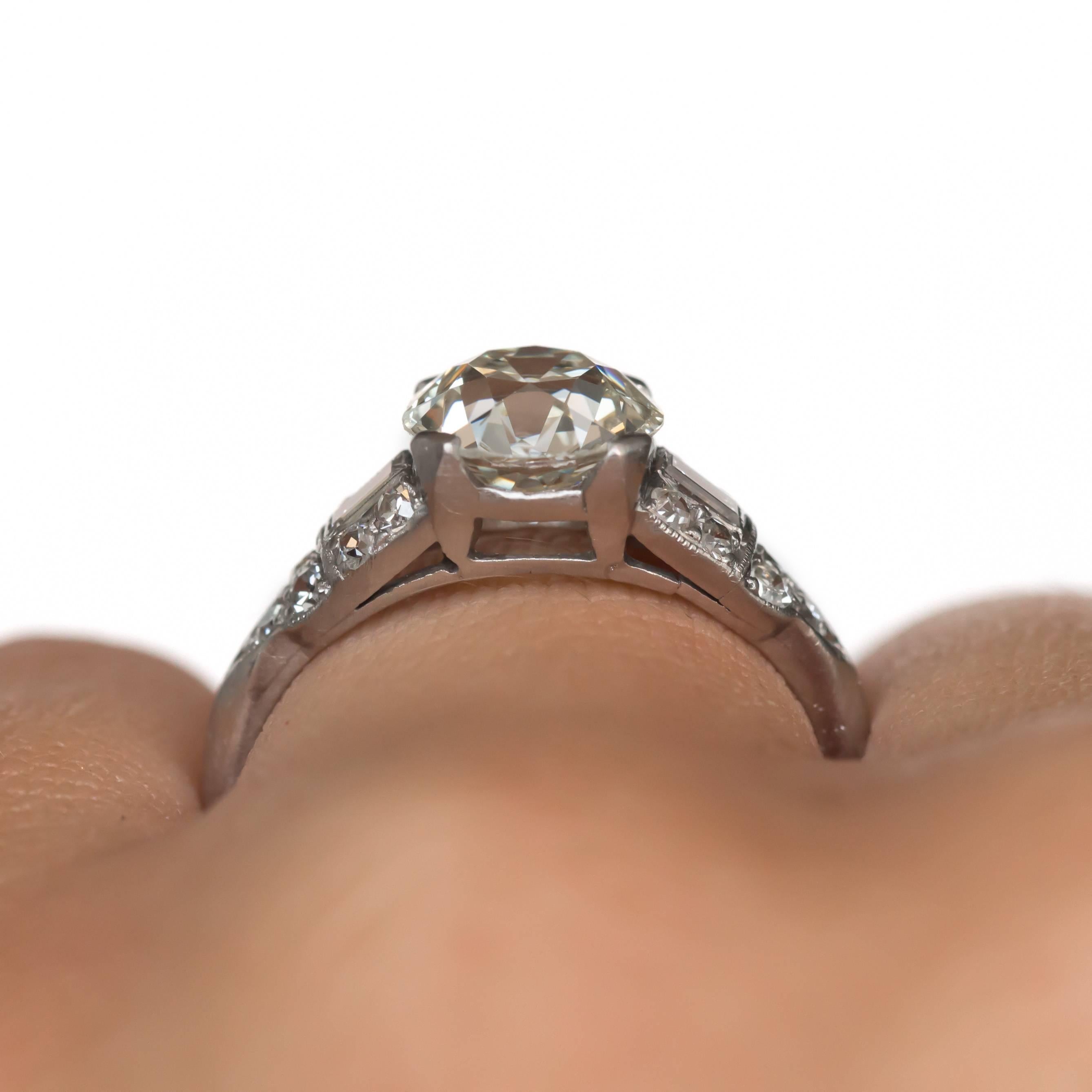 1920 Art Deco 1.76 Carat Old European Brilliant Diamond Platinum Engagement Ring 3
