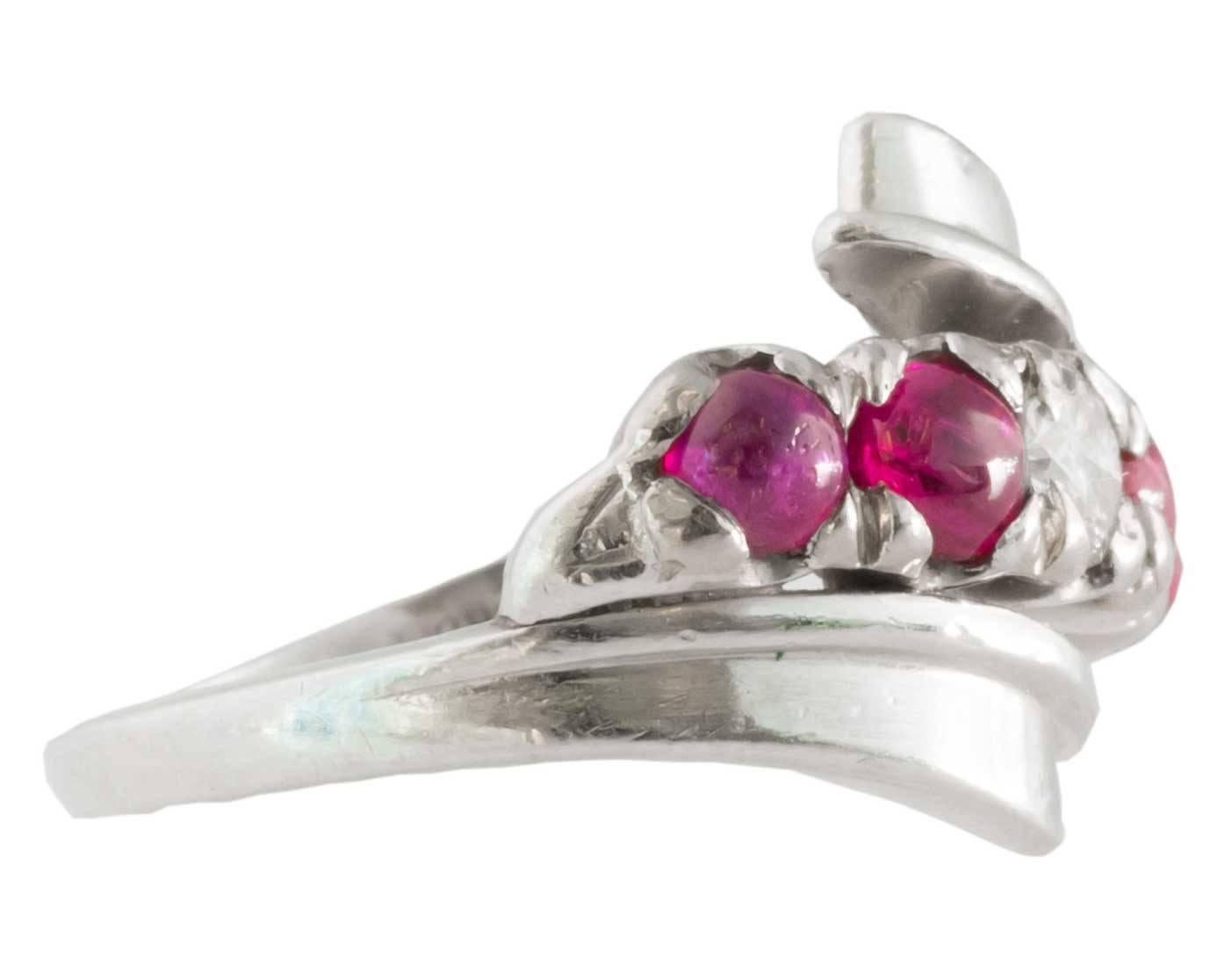 Women's 1949 Ruby, Diamond and Platinum By-Pass Ring