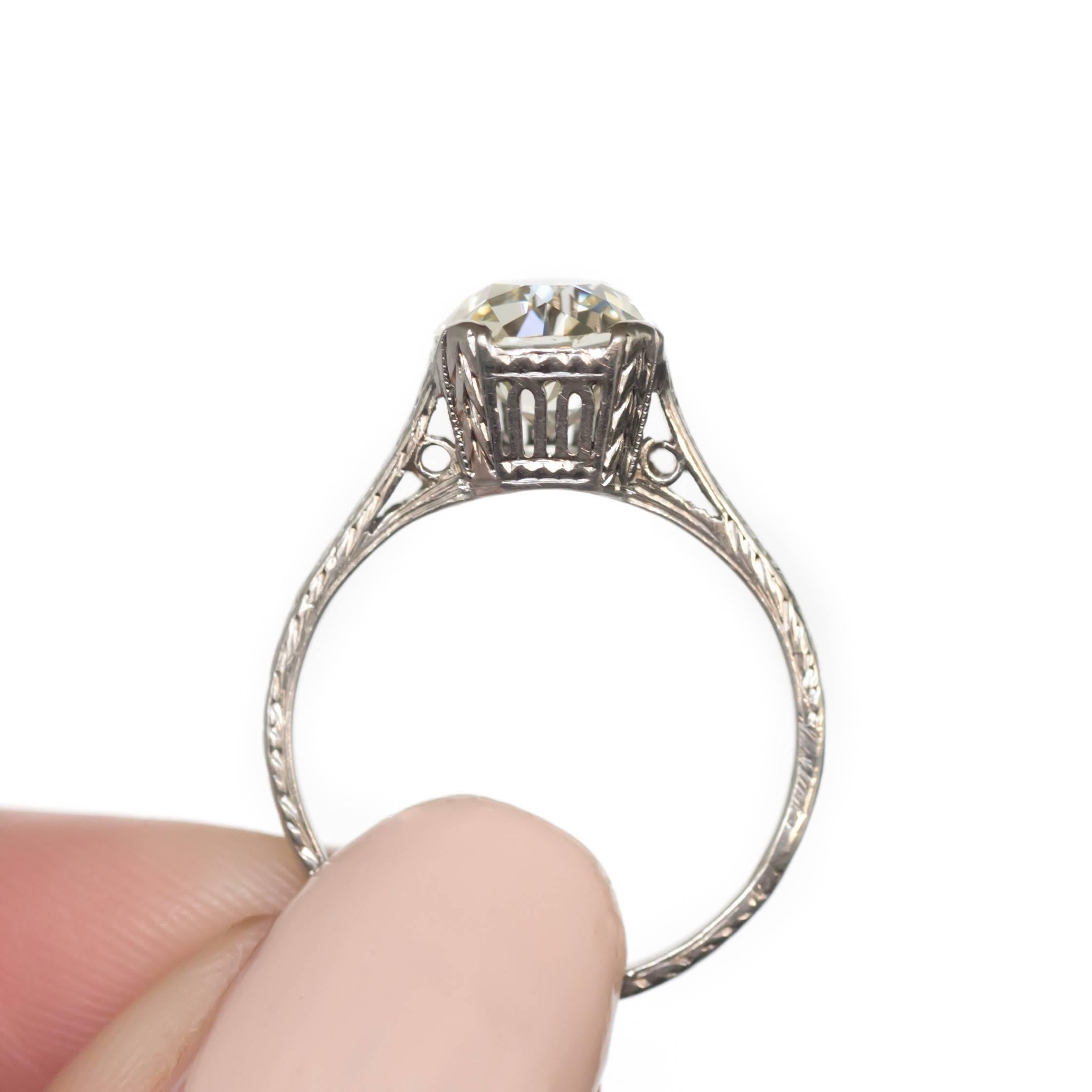 Edwardian 1.62 Carat Diamond Platinum Engagement Ring For Sale