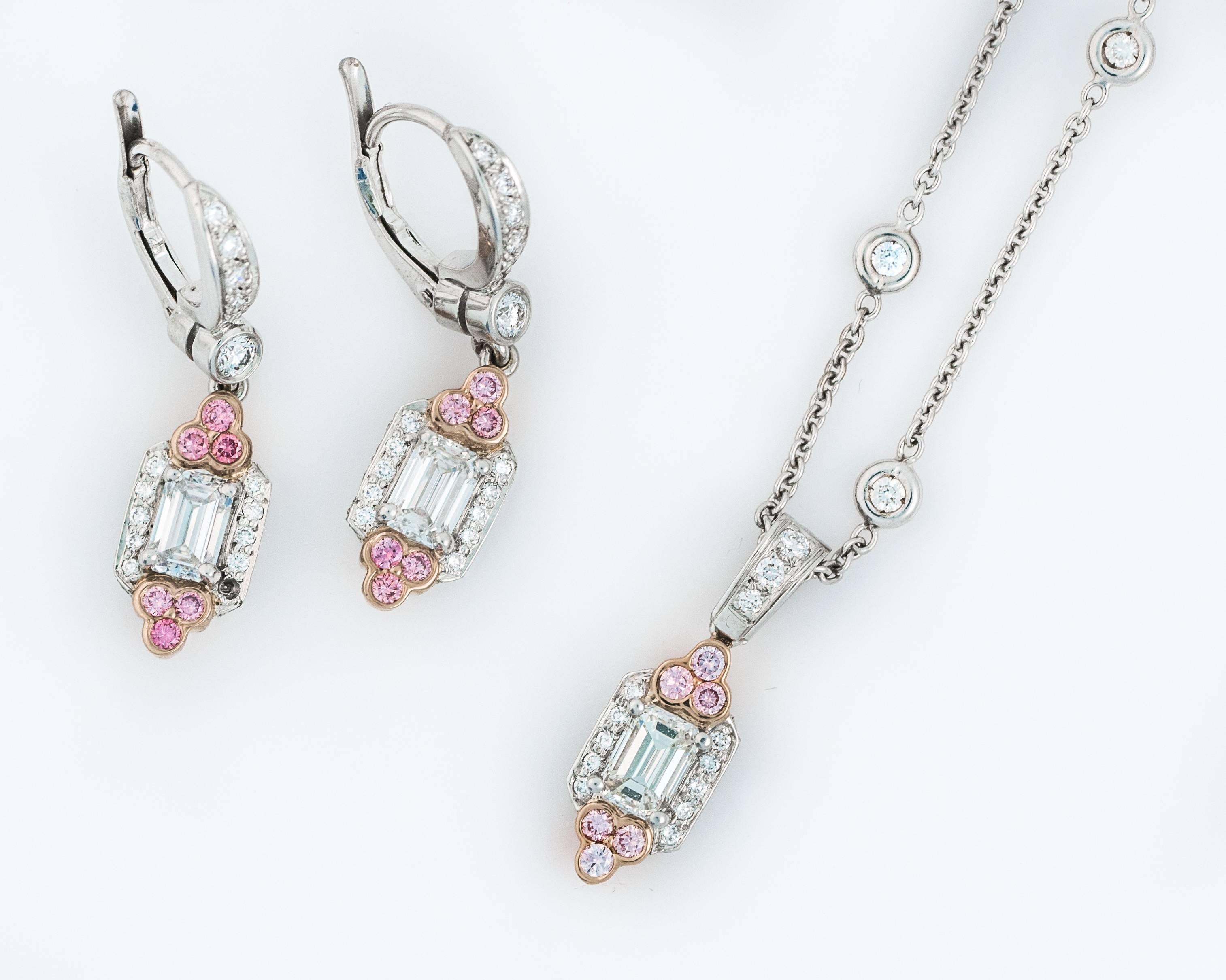 Women's Charles Krypell Diamond, Pink Diamond and Platinum Necklace