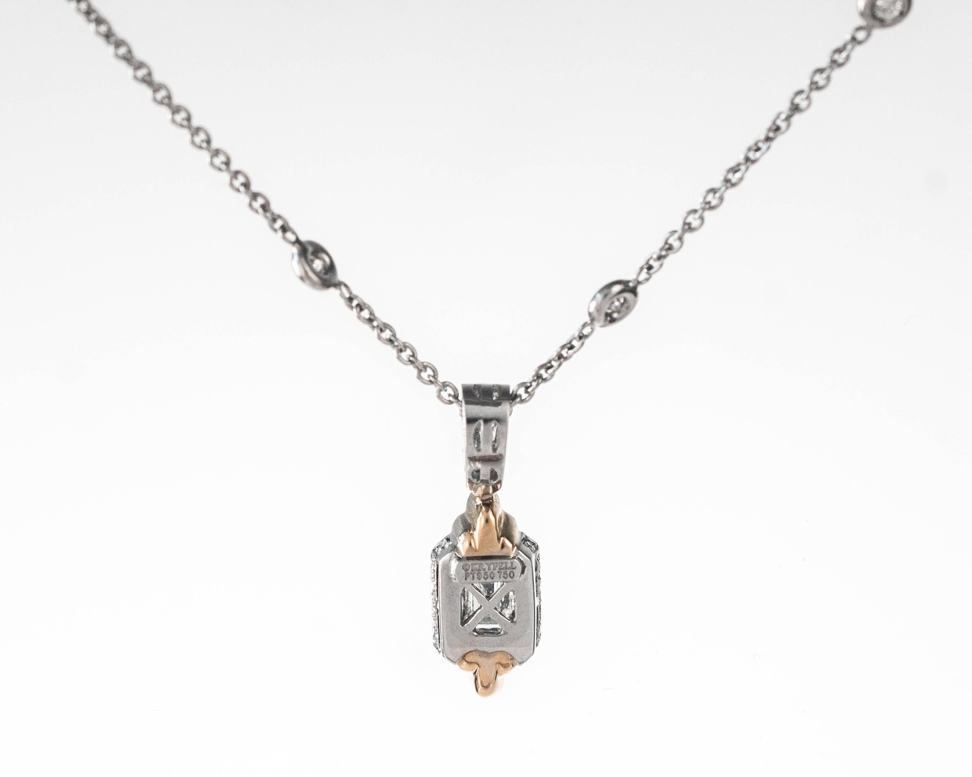 Modern Charles Krypell Diamond, Pink Diamond and Platinum Necklace