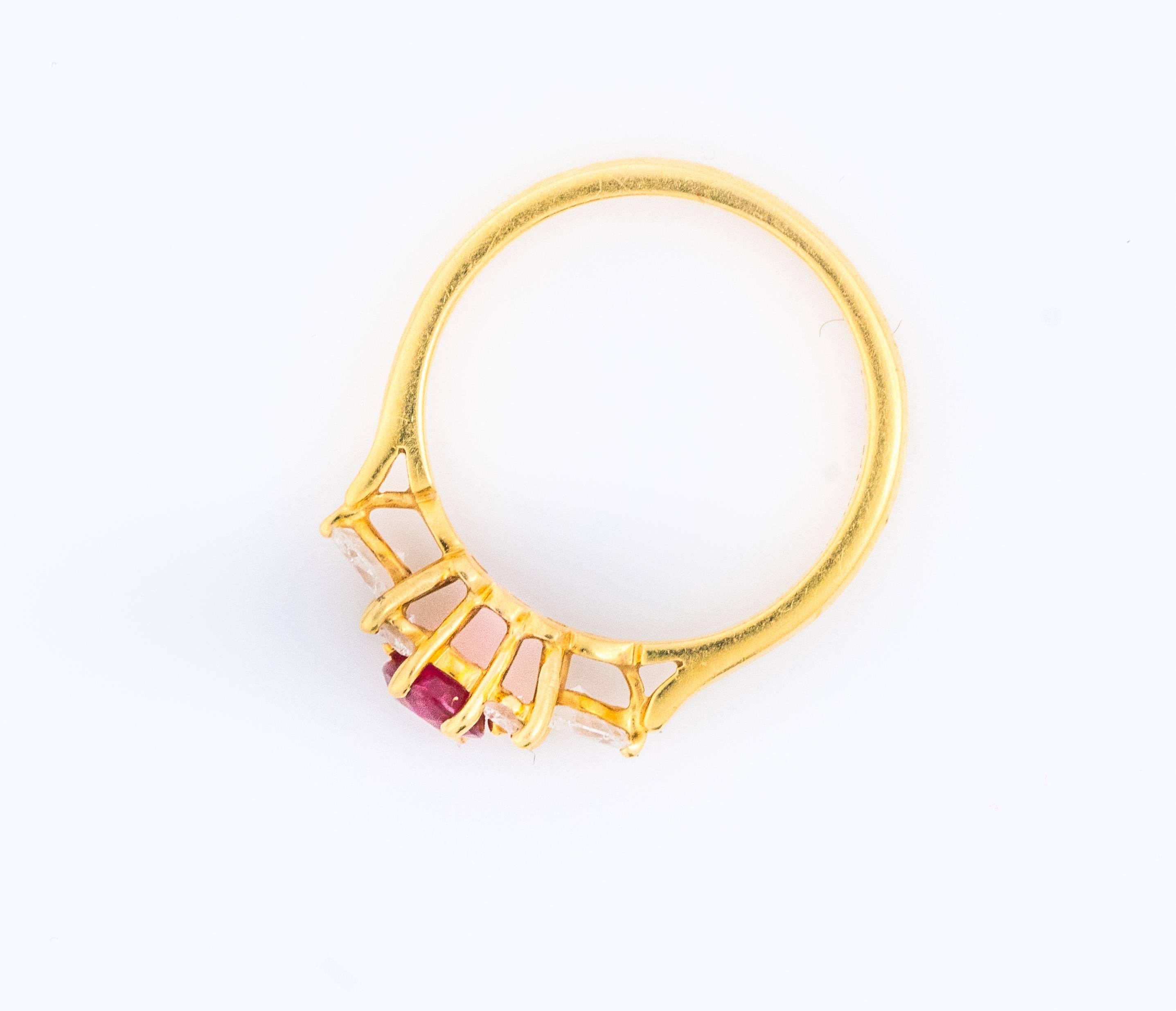 Modern Tiffany & Co .40 Carat Red Ruby, Diamond and 18K Gold Ring