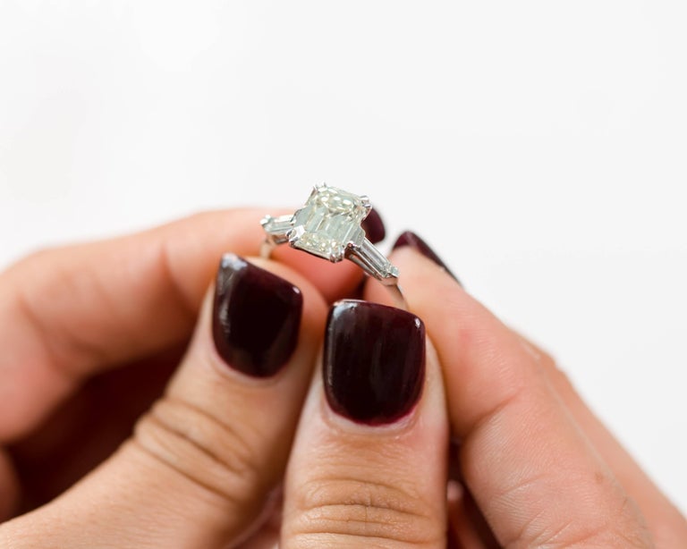 1960s Gia Certified 2.27 Carat Emerald Cut Diamond Engagement Ring 5