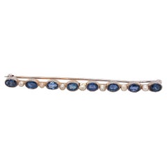 1950s Sapphire, Pearl and 14K Gold Brooch Pin