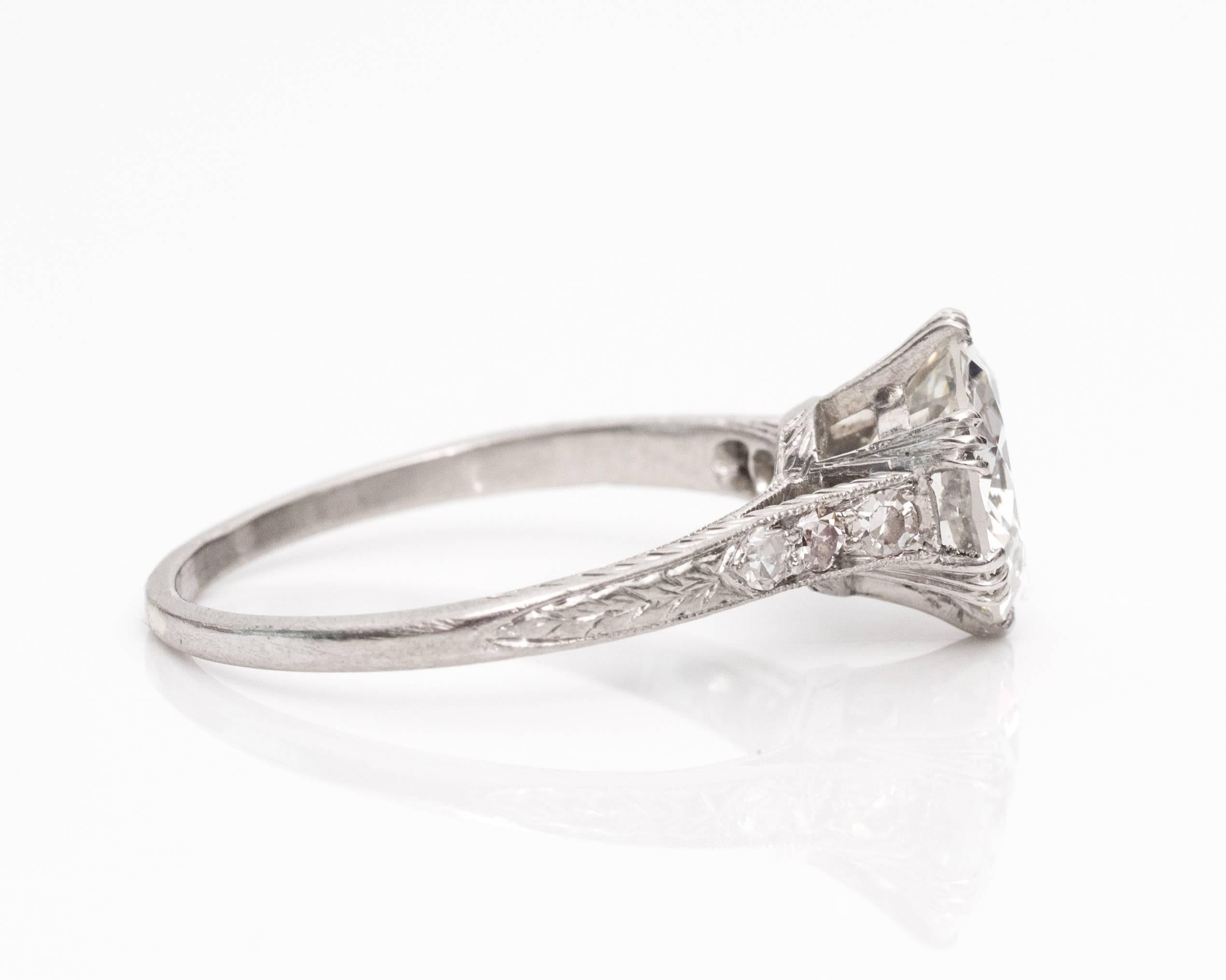 Old European Cut 1920s Art Deco GIA Certified 2.01 Carat Diamond Platinum Engagement Ring