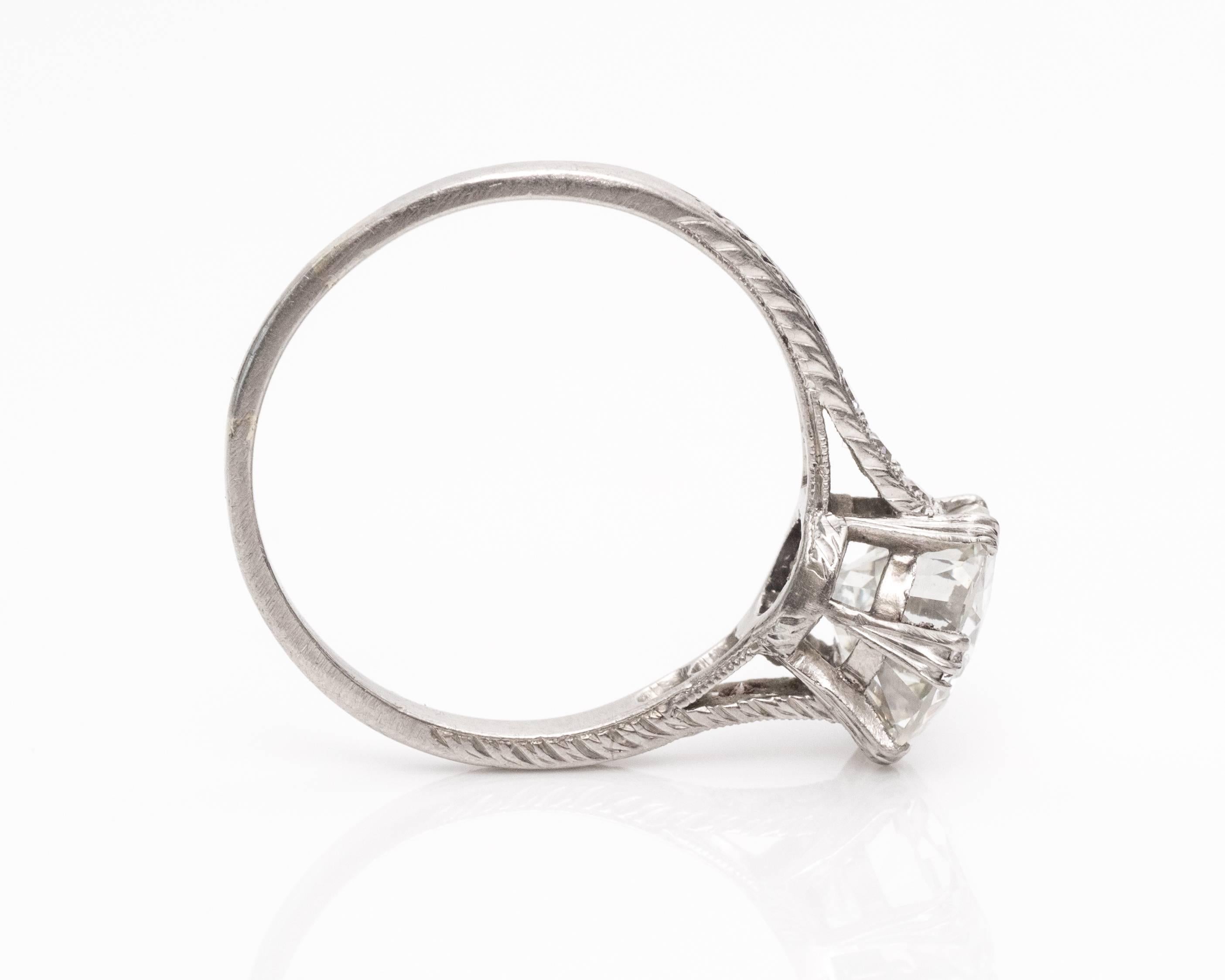 Women's 1920s Art Deco GIA Certified 2.01 Carat Diamond Platinum Engagement Ring