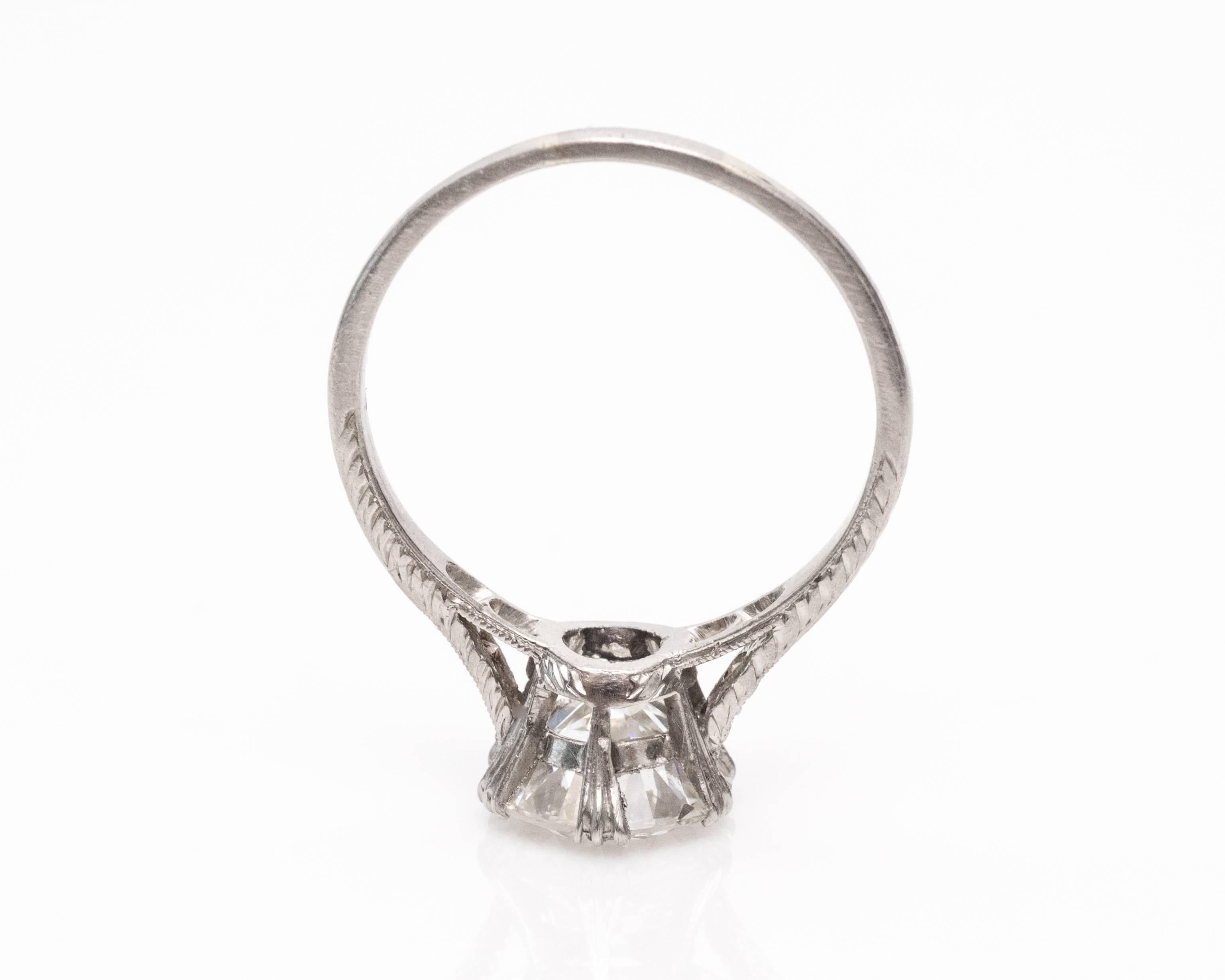 1920s Art Deco GIA Certified 2.01 Carat Diamond Platinum Engagement Ring 1