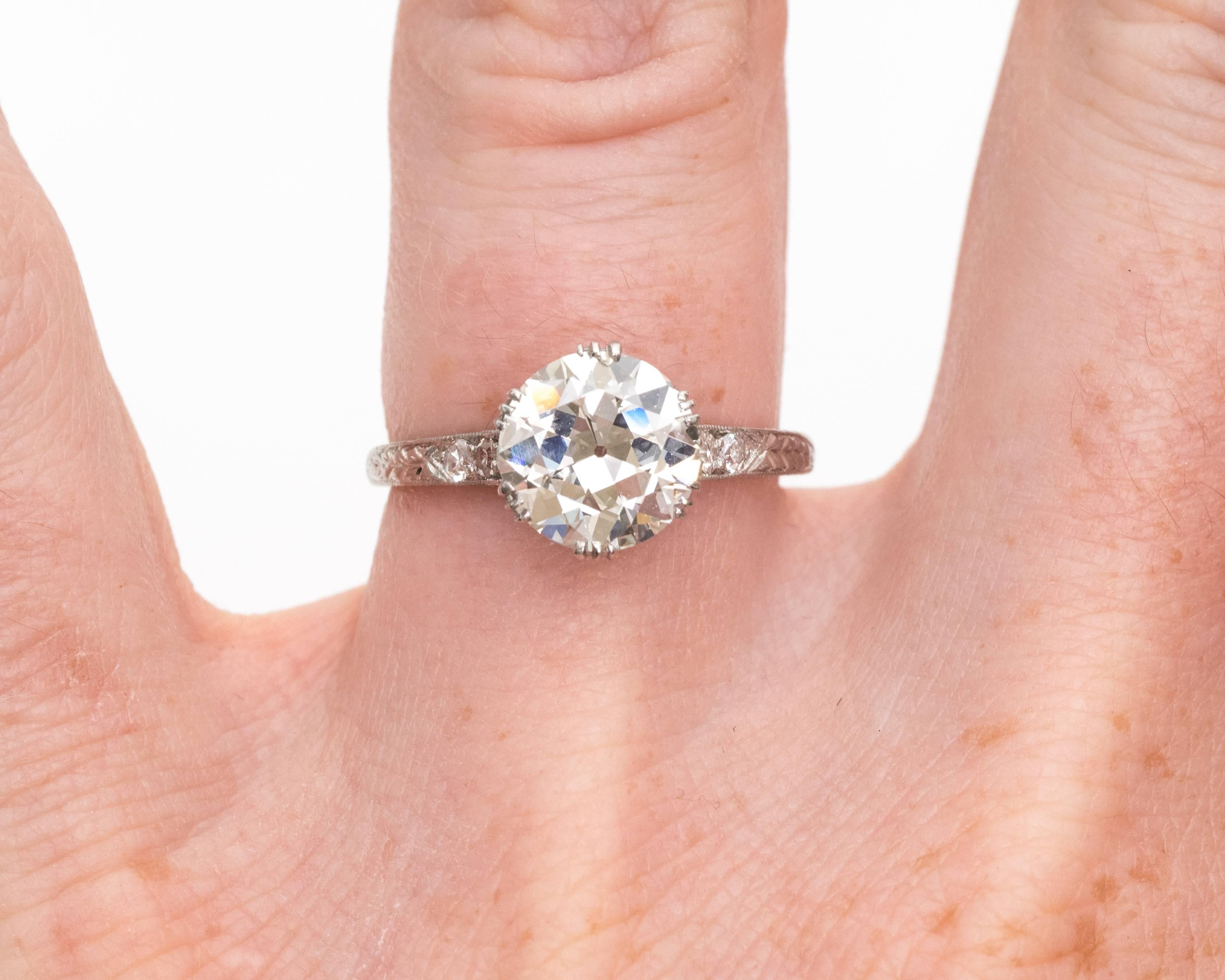 1920s Art Deco GIA Certified 2.01 Carat Diamond Platinum Engagement Ring 2