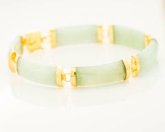1950s 14K Gold and Jade Curved Link Bracelet